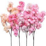 Sakura Pure White Artificial Cherry Blossom Silk Flower Stem