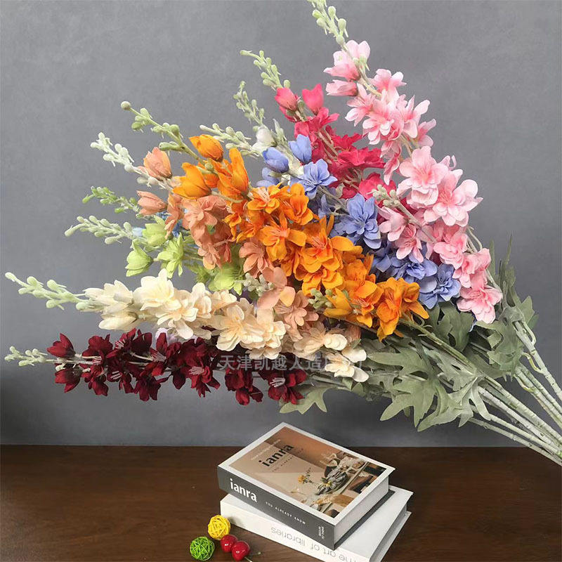 Artificial White Delphinium Long Stem Silk Flower