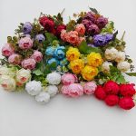 Artificial Peony Silk Flower Bunch – 5 Heads Decorative Bouquet
